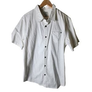 VOYAGER White with Black Fleck All Over Design Button Up Casual Shirt SZ XL